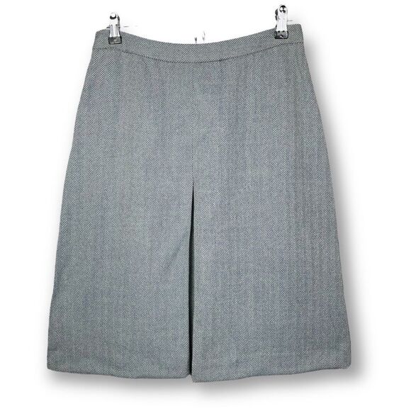 Barney’s New York NWT Gray Herringbone Wool Angora A-Line Pleated Skirt Italy 8 - Picture 10 of 15